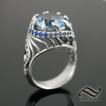 Topaz Whirlpool Ring - Sterling Silver with Swiss Blue Topaz