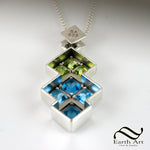 Double Triangle Topaz and Peridot Pendant in Sterling Silver
