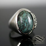 Lord's Turquoise Pauldron Ring in Sterling Silver - Signet Ring
