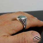 Lord's Turquoise Pauldron Ring in Sterling Silver - Signet Ring
