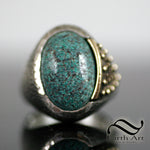 Knight's Turquoise Pauldron Ring in Sterling Silver and Bronze