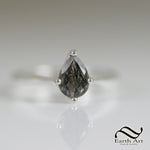 Pear cut Natural "Salt & Pepper" Engagement ring