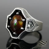 Fire agate Signet with Montana Sapphire