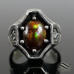 Fire agate Signet with Montana Sapphire