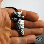 Heavy Sterling Silver Arrowhead Pendant with a Natural Ruby