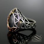 The Ember Ring - Hand cut black moissanite Mixed Metal