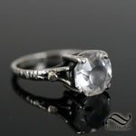Hand Faceted Quartz Sunburst Ring in silver and gold
