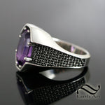 Chainmail Amethyst Signet ring - Sterling Silver - Made to order