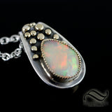 Opal Pebble Pendant - Sterling and 14k yellow gold