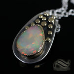 Opal Pebble Pendant - Sterling and 14k yellow gold