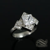 Art Deco Diamond Terrace Ring - with Your choice of stone
