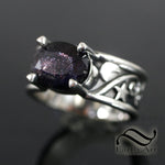 Moon Phase Ring with Iolite sunstone in Sterling Silver