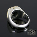 Timeless Black Moissanite Signet Ring - 9x11 - Mixed Metal