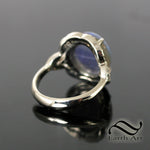 5 ct Australian semi black crystal Opal ring in 14k white