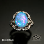 5 ct Australian semi black crystal Opal ring in 14k white