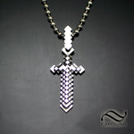 Pixelated Sword Pendant- Sterling Silver - video game Inspired