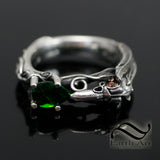 Raven And Diopside Ring In Sterling
