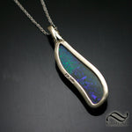 Opal and Pastel Sapphire Halo Pendant 14k