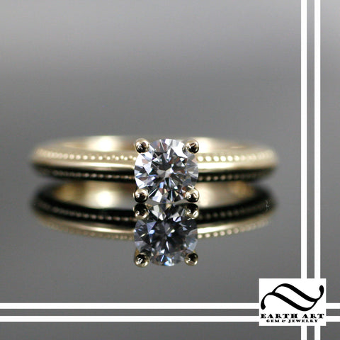 1/2 carat Milgrain solitaire Ring - 14k