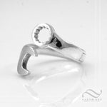 Wrench Ring in Solid Sterling Silver - Adjustable unisex band