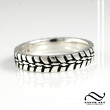 Narrow Tire Tread Ring - Sterling Silver - Wedding Band - Ladies