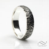 Sterling 7mm Wide Bark Texture Ring or Wedding Band