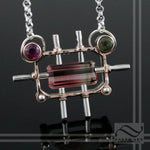 Suspended Tourmaline - 14k rose gold and silver pendant