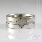 Pixelated Heart Ring - Mens - Sterling Silver