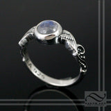 Moonstone wing Ring - Sterling Silver