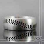 Baseball Stitching Ring - 8mm Wide Wedding band - Sterling Silver