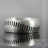 Baseball Stitching Ring - 8mm Wide Wedding band - Sterling Silver