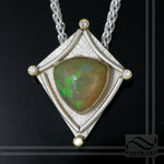 5.6 ct Honeycomb Welo Opal in Sterling & Gold pendant