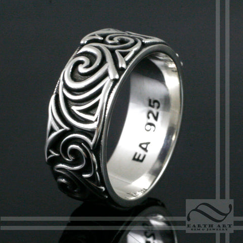 Ngamahu's Sign Unique Ring - Wave Crest band - Sterling Silver