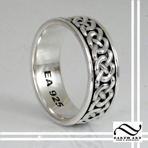 Mens Celtic Knot ring - Sterling Silver - Infinity knot pattern
