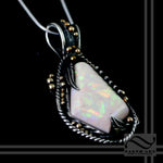 Natural opal pendant - Rustic southwestern style - With sterling silver and 14k