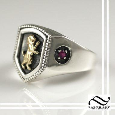 House Signet Ring - The Lion - Sterling Silver and 14k yellow gold ...