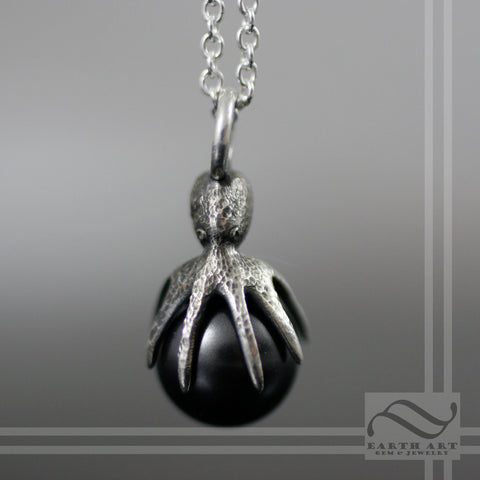 Black Pearl Octopus Pendant -Sterling or 14k