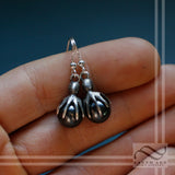 Black Pearl Octopus Earrings - Sterling Silver