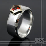 Mens Super Ring - Sterling Silver and 14k yellow gold with Garnet
