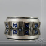 Mens Starship Ring - A Sapphire and white gold wedding band