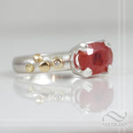 Natural Ruby in Sterling and 18k - brushed finish solitaire