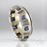Mens Starship Ring - A Sapphire and white gold wedding band