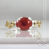 Natural Ruby in Sterling and 18k - brushed finish solitaire