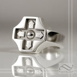 Directional Pad Signet Ring -  Mens signet Ring - Sterling Silver
