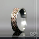 Mens Continuum Silver and 10k Rose gold Tapered Celtic Wedding Band