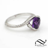 Amethyst Sidewinder - 14k and Diamonds Engagement Ring