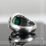 Mens Emerald and Scorpion Ring - Sterling silver