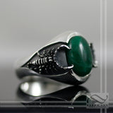 Mens Emerald and Scorpion Ring - Sterling silver