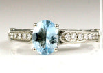 Natural Aquamarine and Diamond Engagement Ring - 14k