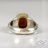 Natural Garnet Signet Ring in Sterling and Yellow Gold